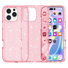 For iPhone 16 Pro Case Hard PC Soft TPU Glitter Phone Cover - Purple