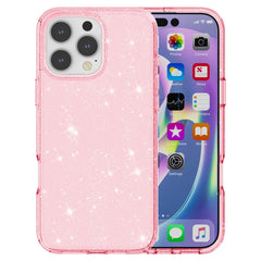 For iPhone 16 Pro Case Hard PC Soft TPU Glitter Phone Cover - Purple