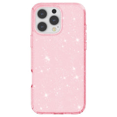 For iPhone 16 Pro Case Hard PC Soft TPU Glitter Phone Cover - Purple