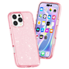 For iPhone 16 Pro Case Hard PC Soft TPU Glitter Phone Cover - Purple