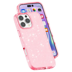 For iPhone 16 Pro Case Hard PC Soft TPU Glitter Phone Cover - Purple