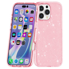 For iPhone 16 Pro Case Hard PC Soft TPU Glitter Phone Cover - Purple