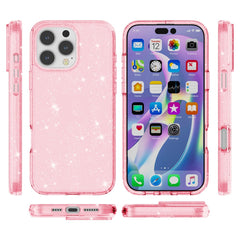 For iPhone 16 Pro Case Hard PC Soft TPU Glitter Phone Cover - Purple