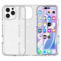 For iPhone 16 Pro Case Hard PC Soft TPU Glitter Phone Cover - Purple