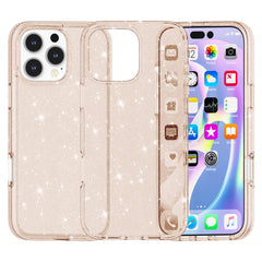 For iPhone 16 Pro Case Hard PC Soft TPU Glitter Phone Cover - Purple