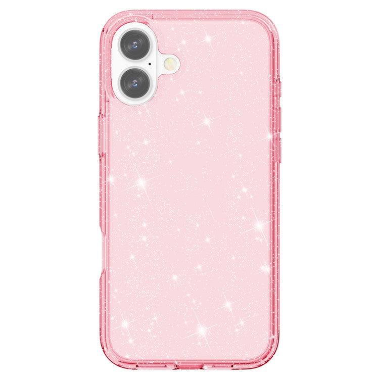 For iPhone 16 Case Sparkly Glitter TPU Frame PC Back Hybrid Phone Cove - TechGearPal