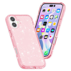 For iPhone 16 Case Sparkly Glitter TPU Frame PC Back Hybrid Phone Cove - TechGearPal