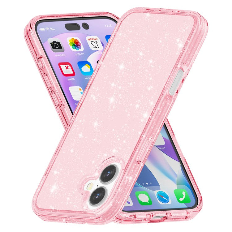 For iPhone 16 Case Sparkly Glitter TPU Frame PC Back Hybrid Phone Cove - TechGearPal