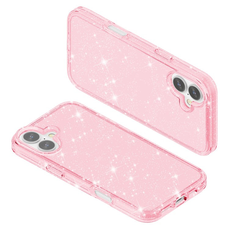 For iPhone 16 Case Sparkly Glitter TPU Frame PC Back Hybrid Phone Cove - TechGearPal