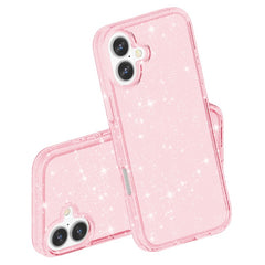 For iPhone 16 Case Sparkly Glitter TPU Frame PC Back Hybrid Phone Cove - TechGearPal