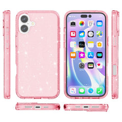 For iPhone 16 Case Sparkly Glitter TPU Frame PC Back Hybrid Phone Cove - TechGearPal