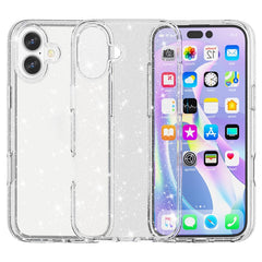 For iPhone 16 Case Sparkly Glitter TPU Frame PC Back Hybrid Phone Cove - TechGearPal