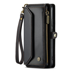 For Samsung Galaxy S22 5G Leather Case CASEME C36 Zipper Multiple Card Slots Phone Cover with Straps
