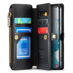 For Samsung Galaxy S22 5G Leather Case CASEME C36 Zipper Multiple Card Slots Phone Cover with Straps