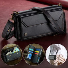 For Samsung Galaxy S22 5G Leather Case CASEME C36 Zipper Multiple Card Slots Phone Cover with Straps