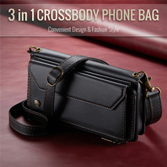 For Samsung Galaxy S22 5G Leather Case CASEME C36 Zipper Multiple Card Slots Phone Cover with Straps