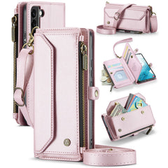 For Samsung Galaxy S22 5G Leather Case CASEME C36 Zipper Multiple Card Slots Phone Cover with Straps