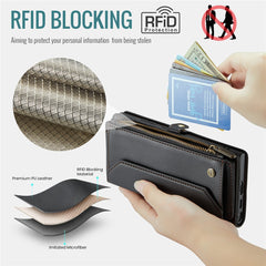 For Samsung Galaxy S22 Ultra 5G Leather Case CASEME C36 Zipper Multiple Card Slots Phone Cover with Straps