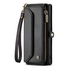 For Samsung Galaxy S22 Ultra 5G Leather Case CASEME C36 Zipper Multiple Card Slots Phone Cover with Straps