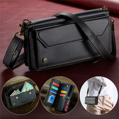 For Samsung Galaxy S22 Ultra 5G Leather Case CASEME C36 Zipper Multiple Card Slots Phone Cover with Straps