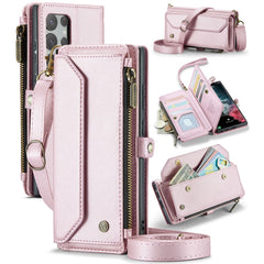 For Samsung Galaxy S22 Ultra 5G Leather Case CASEME C36 Zipper Multiple Card Slots Phone Cover with Straps