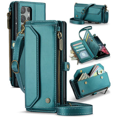 For Samsung Galaxy S22 Ultra 5G Leather Case CASEME C36 Zipper Multiple Card Slots Phone Cover with Straps