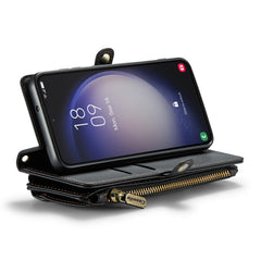 For Samsung Galaxy S23 Leather Case CASEME C36 Zipper Multiple Card Slots Phone Cover with Straps