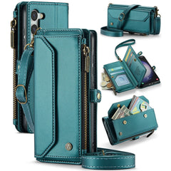 For Samsung Galaxy S23 Leather Case CASEME C36 Zipper Multiple Card Slots Phone Cover with Straps