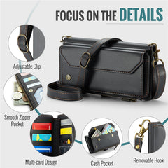 For Samsung Galaxy S23 FE Leather Case CASEME C36 Zipper Multiple Card Slots Phone Cover with Straps
