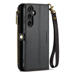 For Samsung Galaxy S23 FE Leather Case CASEME C36 Zipper Multiple Card Slots Phone Cover with Straps