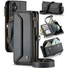 For Samsung Galaxy S23 FE Leather Case CASEME C36 Zipper Multiple Card Slots Phone Cover with Straps