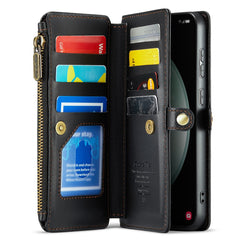 For Samsung Galaxy S23 FE Leather Case CASEME C36 Zipper Multiple Card Slots Phone Cover with Straps