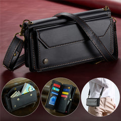 For Samsung Galaxy S23 FE Leather Case CASEME C36 Zipper Multiple Card Slots Phone Cover with Straps