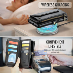 For Samsung Galaxy S23 FE Leather Case CASEME C36 Zipper Multiple Card Slots Phone Cover with Straps