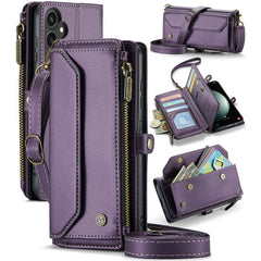 For Samsung Galaxy S23 FE Leather Case CASEME C36 Zipper Multiple Card Slots Phone Cover with Straps