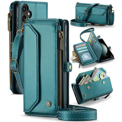 For Samsung Galaxy S23 FE Leather Case CASEME C36 Zipper Multiple Card Slots Phone Cover with Straps