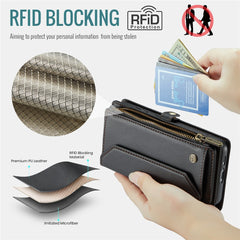 For Samsung Galaxy S23+ Leather Case CASEME C36 Zipper Multiple Card Slots Phone Cover with Straps