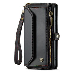 For Samsung Galaxy S23+ Leather Case CASEME C36 Zipper Multiple Card Slots Phone Cover with Straps