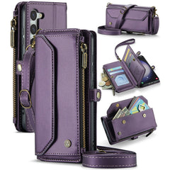 For Samsung Galaxy S23+ Leather Case CASEME C36 Zipper Multiple Card Slots Phone Cover with Straps