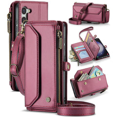 For Samsung Galaxy S23+ Leather Case CASEME C36 Zipper Multiple Card Slots Phone Cover with Straps