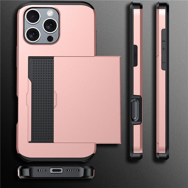 For iPhone 16 Pro Case Hidden Card Holder TPU + PC Phone Cover - TechGearPal