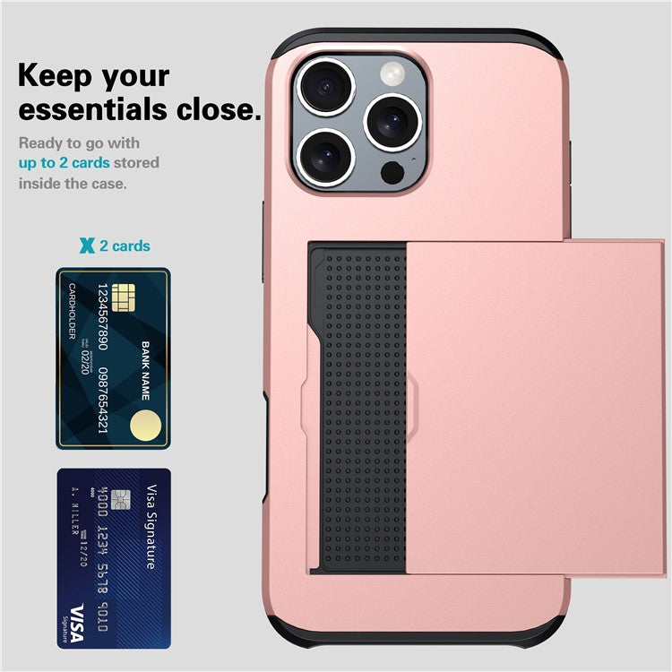 For iPhone 16 Pro Case Hidden Card Holder TPU + PC Phone Cover - TechGearPal