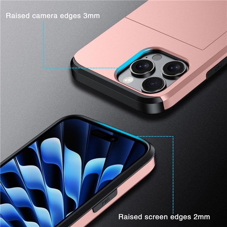 For iPhone 16 Pro Case Hidden Card Holder TPU + PC Phone Cover - TechGearPal