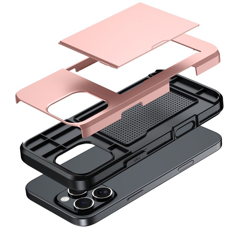 For iPhone 16 Pro Case Hidden Card Holder TPU + PC Phone Cover - TechGearPal