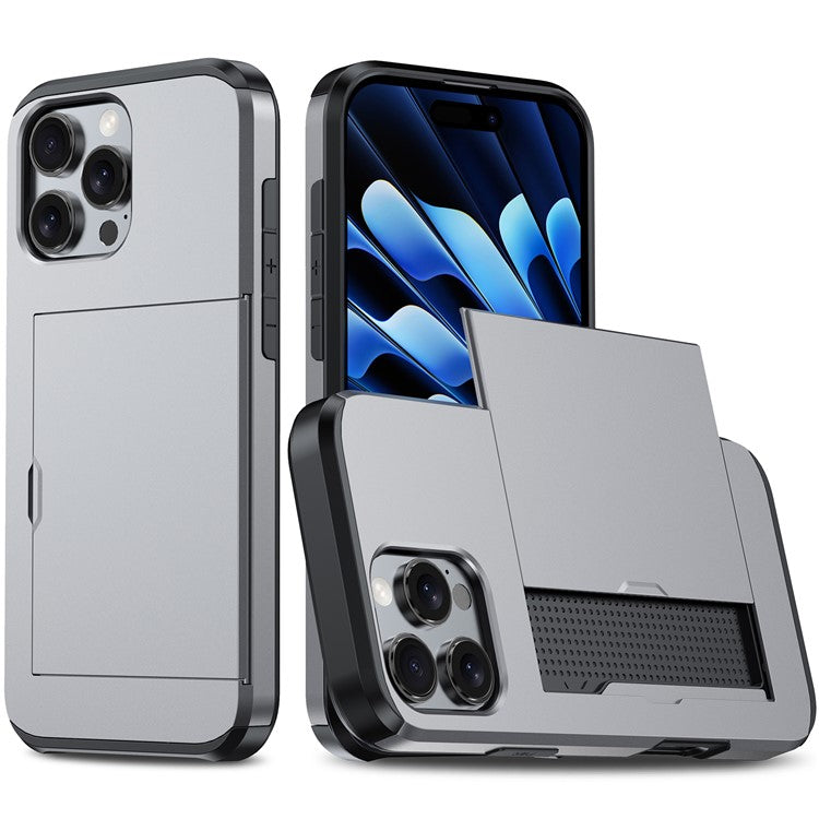 For iPhone 16 Pro Case Hidden Card Holder TPU + PC Phone Cover - TechGearPal