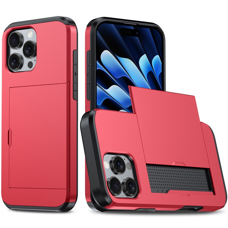 For iPhone 16 Pro Case Hidden Card Holder TPU + PC Phone Cover - TechGearPal