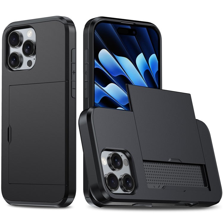 For iPhone 16 Pro Case Hidden Card Holder TPU + PC Phone Cover - TechGearPal