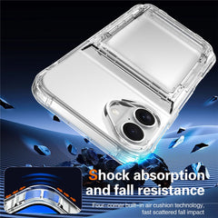For iPhone 16 Case PC+TPU Phone Cover with Flip Kickstand Card Holder
