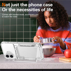 For iPhone 16 Case PC+TPU Phone Cover with Flip Kickstand Card Holder