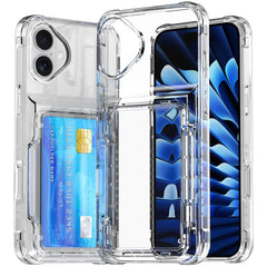 For iPhone 16 Case PC+TPU Phone Cover with Flip Kickstand Card Holder